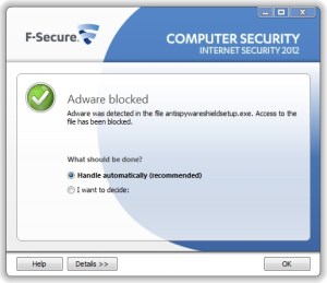 F-Secure Internet Security 2012 - adware blockerad